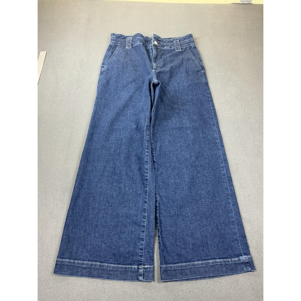 J.Crew Jeans Womens 28 Blue Medium Wash High Rise Wide Leg Stretch Denim Pants‎